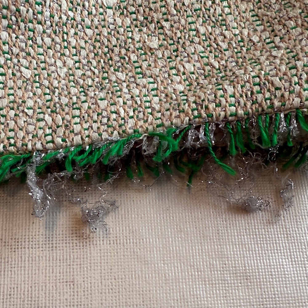J. Crew Women's Cream Green Trim Tweed Mini Skirt Lined Back Zip Size 00 - Picture 14 of 15
